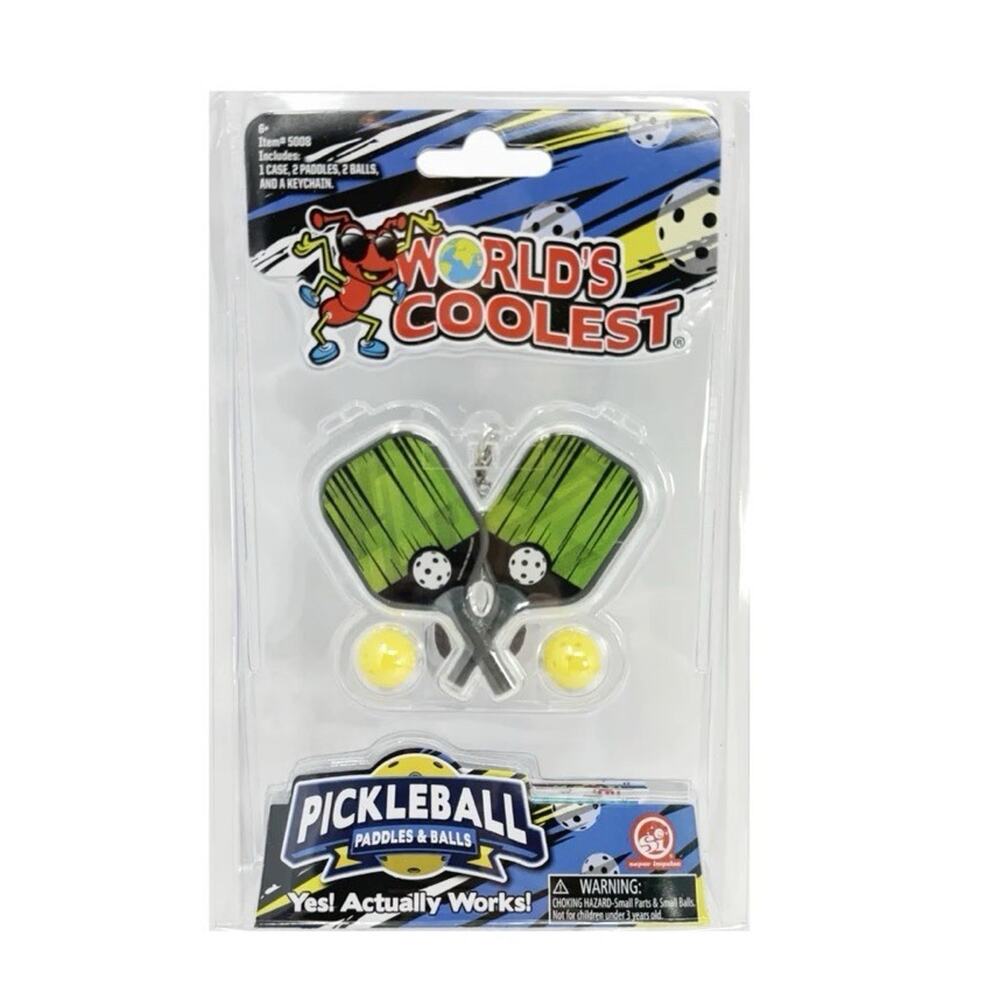 Worlds Smallest Coolest Pickleball Keychain Paddle And Ball Green New